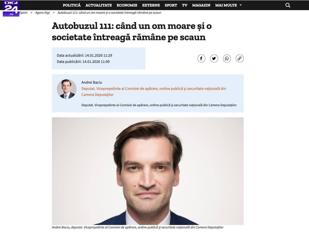 Deputatul Andrei Baciu a atras atenția asupra unei tragedii care a avut loc recent, când un om a murit într-un autobuz plin, fără ca ceilalți pasageri să intervină