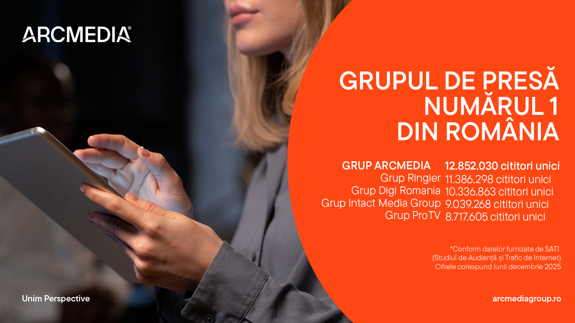 ARCMEDIA devine lider absolut pe piața digitală din România în decembrie 2025 Într-o perioadă în care consumul de conținut online continuă să crească în mod accelerat, ARCMEDIA, cel mai mare grup de publishing din România, a reușit să își consolideze poziția de lider absolut în mediul digital în luna decembrie 2025