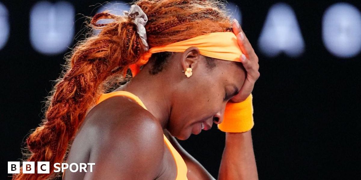 Coco Gauff reacts after losing a point against Elina Svitolina at the Australian Open