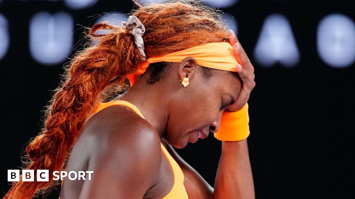 Coco Gauff reacts after losing a point against Elina Svitolina at the Australian Open
