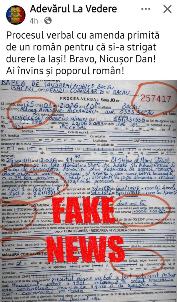 Imagine falsificată a unui proces-verbal al Jandarmeriei despre protestele din 24 ianuarie, răspândită în mediul online În plină eră a digitalizării, dezinformarea a devenit un fenomen dihotomic, iar cazul recent al unui document falsificat, atribuit Jandarmeriei, adaugă un nou capitol la această pagină complicată a comunicării și a credibilității în mediul online