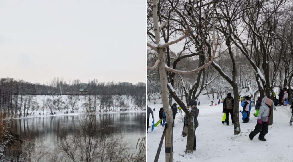 Bucureștiul a fost, duminică, scena unei scene improbabile pentru această perioadă a iernii: zăpada a transformat Parcul Tineretului într-o pârtie improvizată pentru numeroși părinți și copii dornici să profite de stratul consistent de nea rămas pe teren chiar și după zile întregi de ger