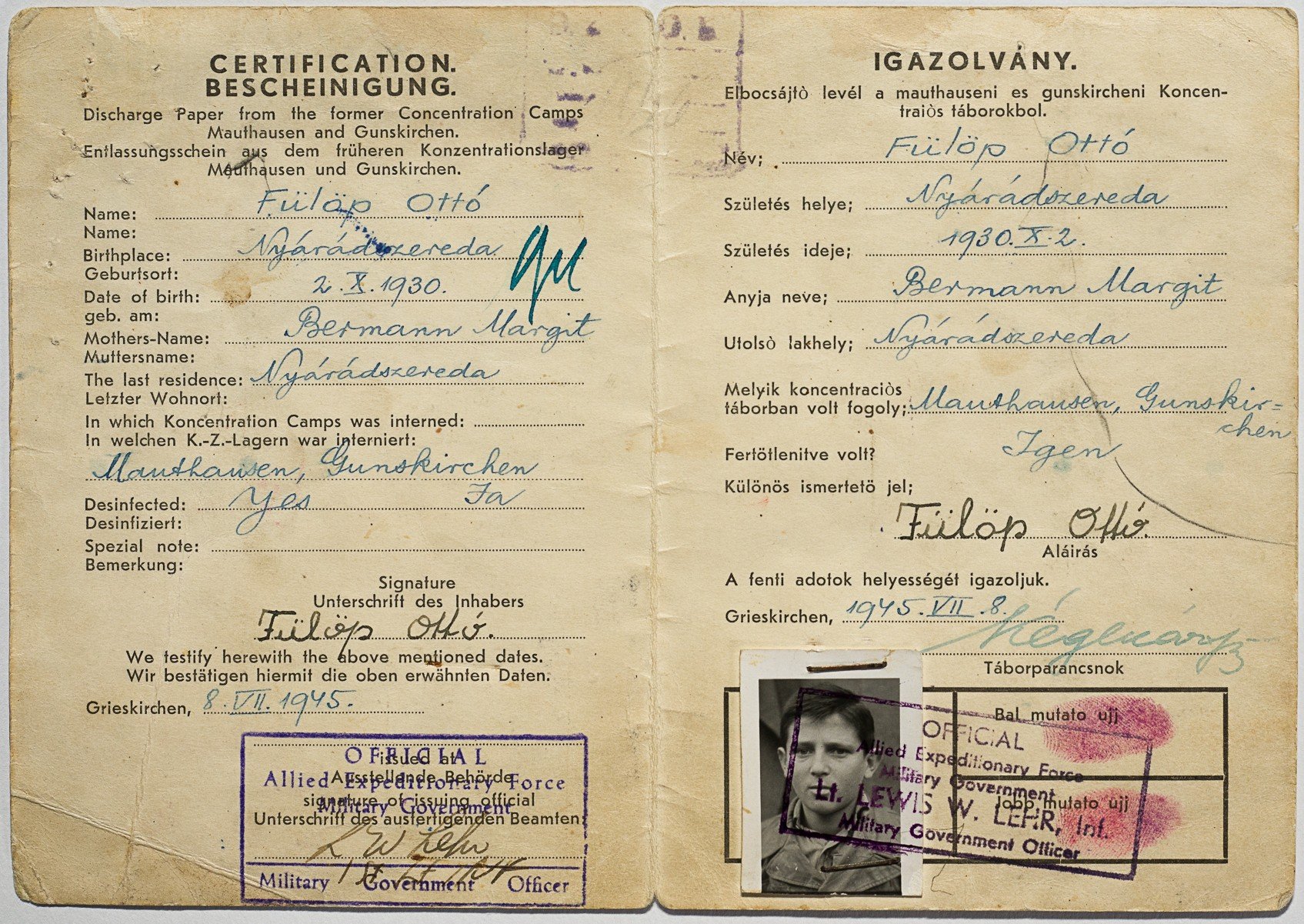 Octavian Fülöp, singurul român în viață dintre supraviețuitorii lagărului Auschwitz, împlinește astăzi aproape 100 de ani