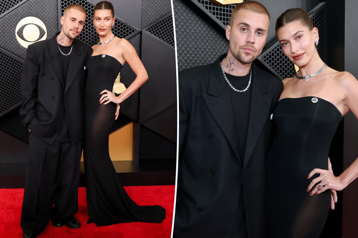 Justin și Hailey Bieber, strălucire în negru și diamante la Grammy 2026