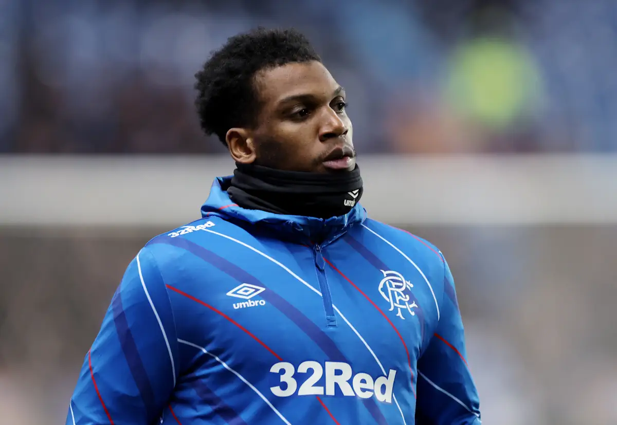 Dujon Sterling warms up for Rangers prior to a game