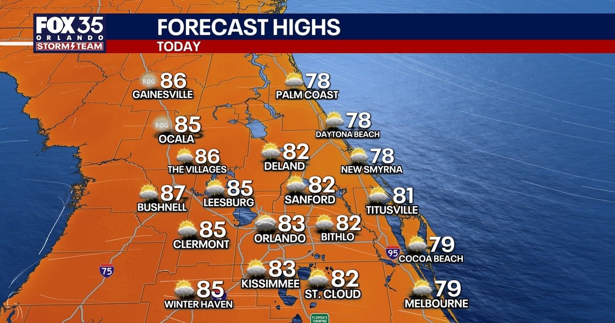 Vremea în Florida Centrală rămâne relativ calmă pentru începutul săptămânii, cu temperaturi plăcute și șanse reduse de averse semnificative, deși meteorologii avertizează asupra unor ploi sporadice ce pot apărea în timpul zilei