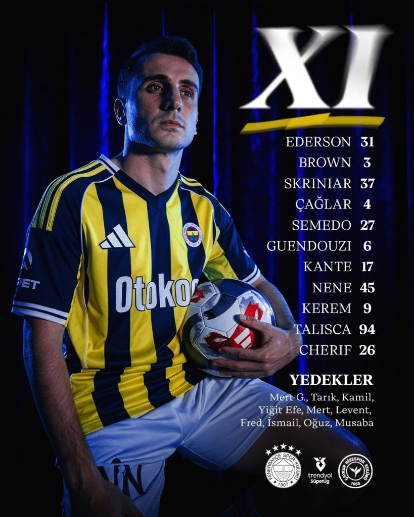 Fenerbahçe își află primul „11” pentru meciul cu Çaykur Rizespor