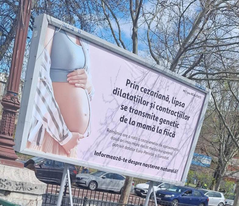 Colegiul Medicilor, atac la panourile din București despre cezariană: „Minciuni!”