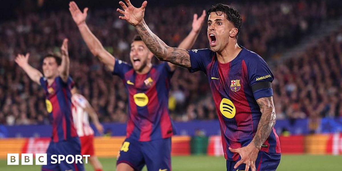 Joao Cancelo of FC Barcelona protests during the UEFA Champions League