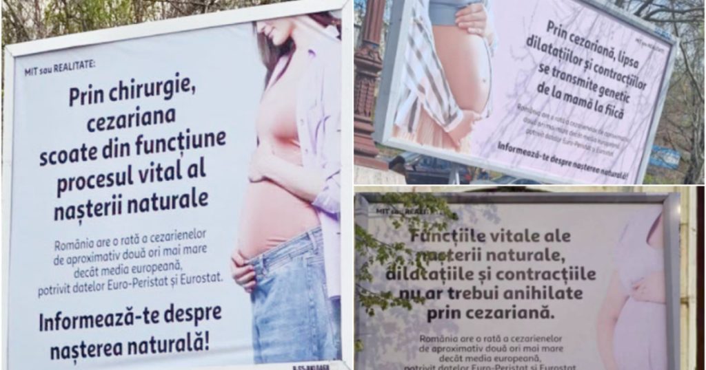 Colegiul Medicilor reacționează la apariția panourilor anti-cezariană din București: „Afirmațiile sunt lipsite de fundament științific”