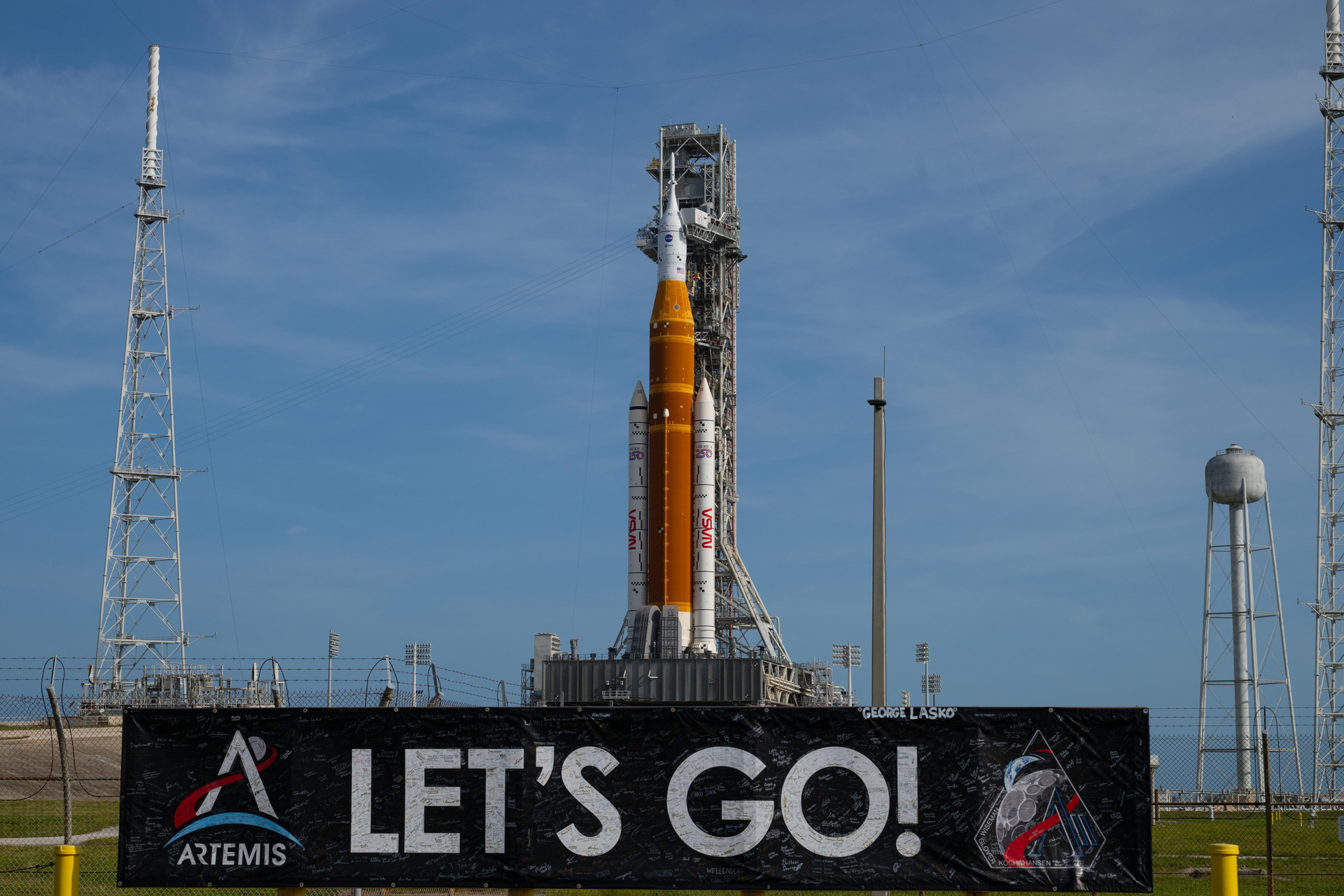 The Artemis II rocket at its launchpad at NASA