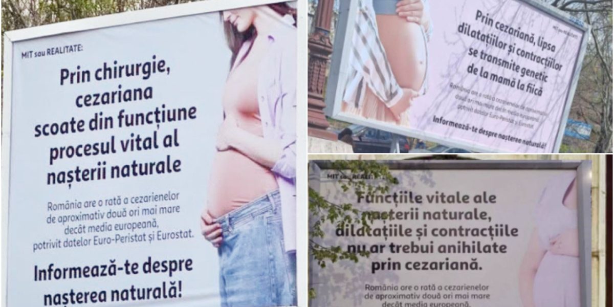 Panourile anti-cezariană în București: USR cere eliminarea lor, „e nebunie”