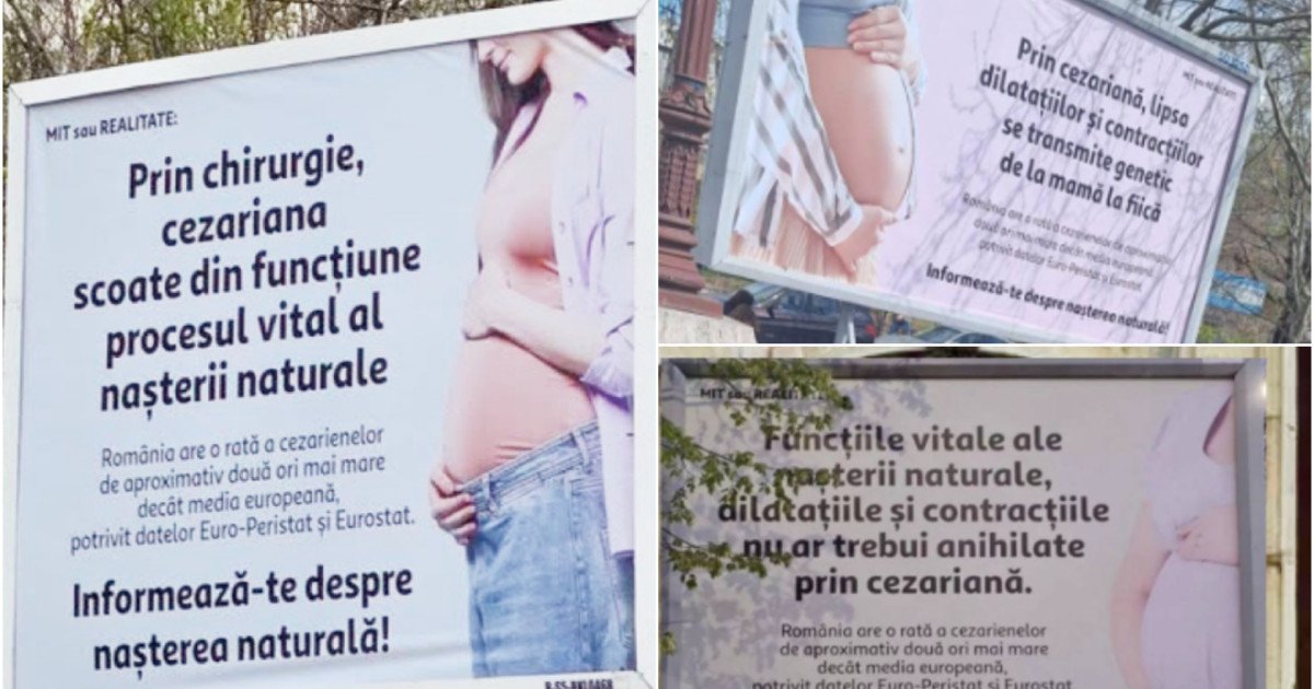 Panourile anti-cezariană în București: USR cere eliminarea lor, „e nebunie”