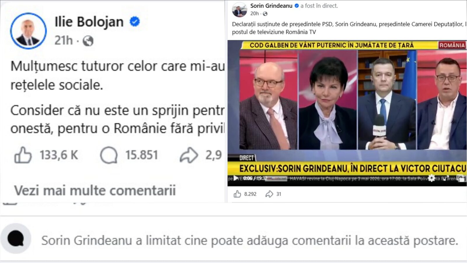 Bolojan liberal, Grindeanu cu gura cusută: Scandalul comentariilor online
