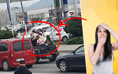 Șofer din Alba, cu 7 copii în benă: Imagini șocante pe un drum aglomerat