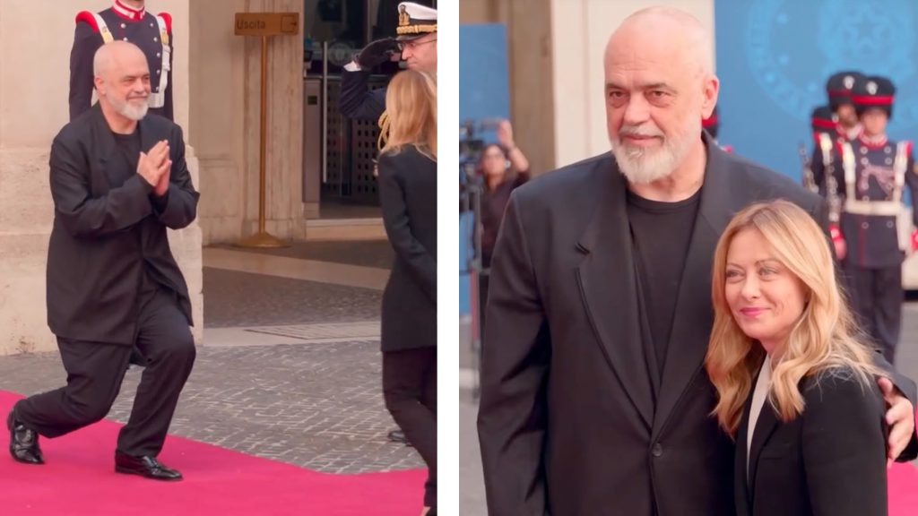 Gestul premierului ALBANIEI în fața lui MELONI: „Îngenuncherea” cu semnificații ascunse