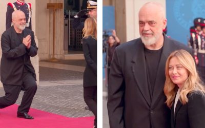 Gestul premierului ALBANIEI în fața lui MELONI: „Îngenuncherea” cu semnificații ascunse