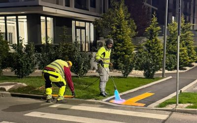 Marcaje tactile pentru nevăzători, montate pe strada Amilcar C. Săndulescu, Sectorul 6