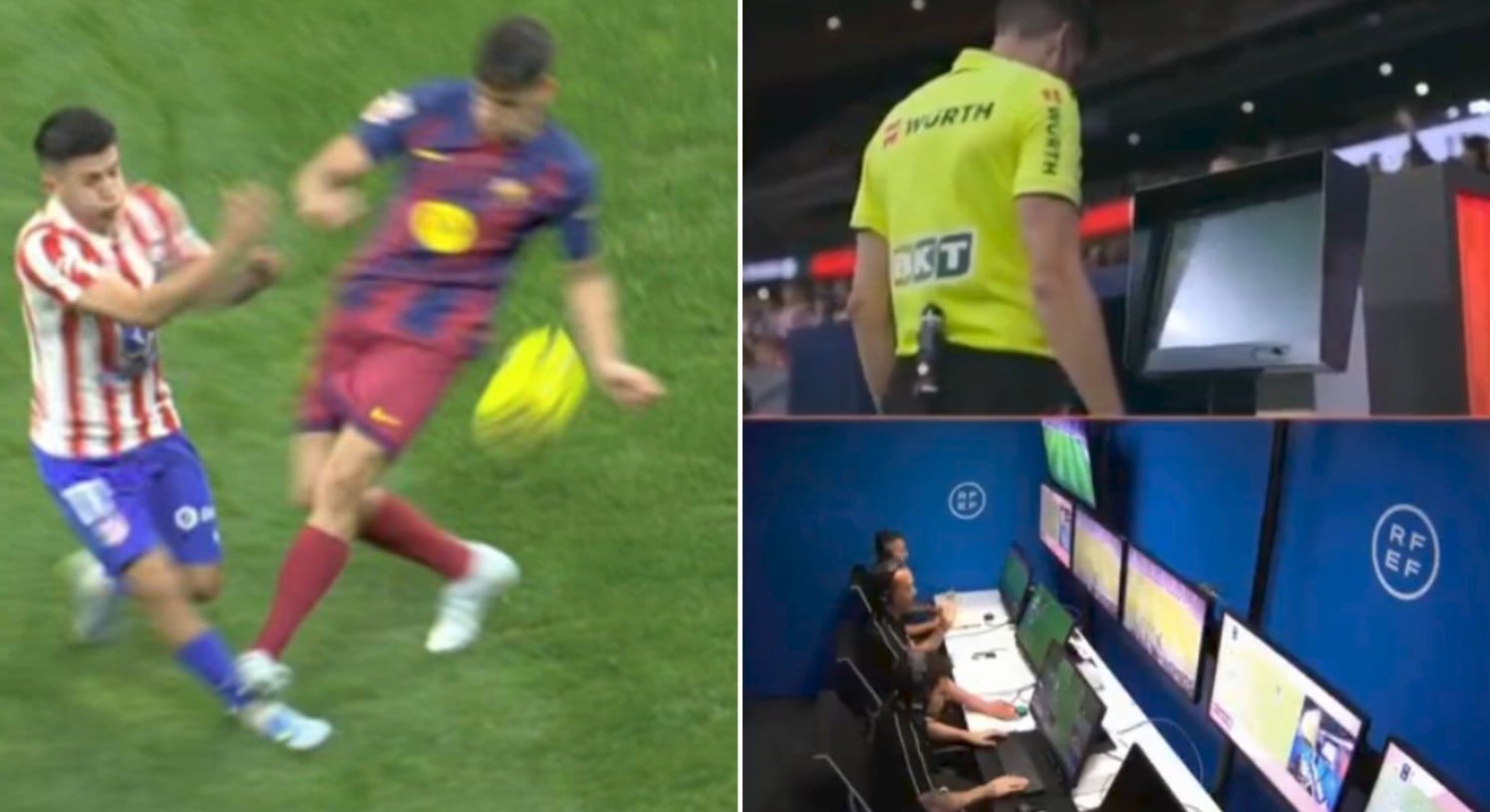Campioana en-titre a Spaniei, FC Barcelona, a câștigat cu 2-1 pe terenul lui Atletico Madrid într-un meci marcat de o decizie controversată care va rămâne mult timp în discuție
