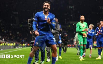 Homegrown captain Reece James celebrates a win away at Spurs in November