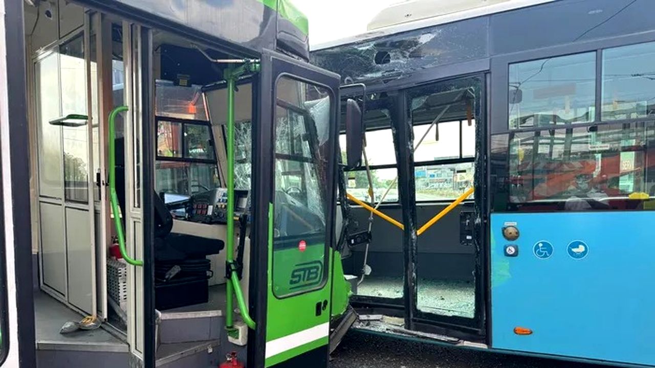 Accident STB la Piața Sudului: Autobuz și tramvai, ciocnire dură în București