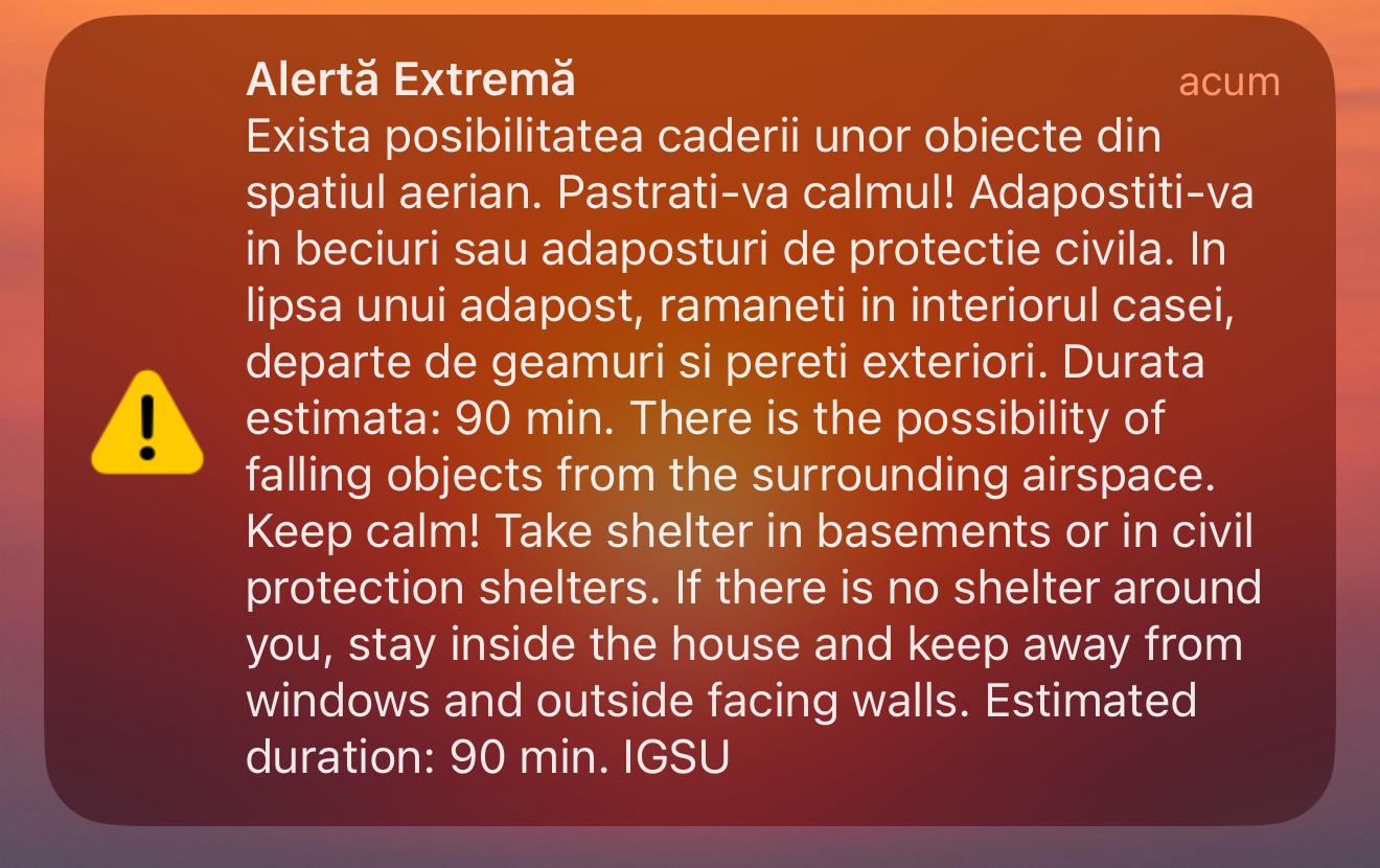 RO-ALERT în Tulcea: Al treilea mesaj pe fondul războiului ucrainean