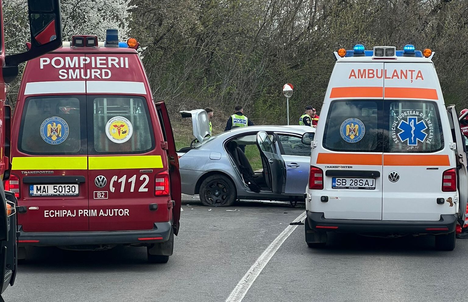 Accident cumplit în Călărași: Patru răniți, inclusiv un copil, după un carambol