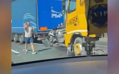 Accident mortal pe A0: Mașină strivită între două TIR-uri