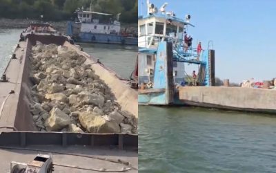 Ultimele barje s-au scufundat în Dunăre, operațiune încheiată în 7 ore VIDEO