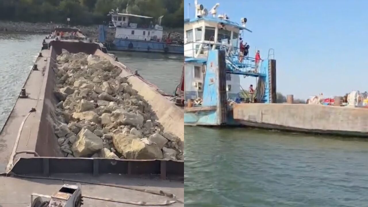 Ultimele barje s-au scufundat în Dunăre, operațiune încheiată în 7 ore VIDEO