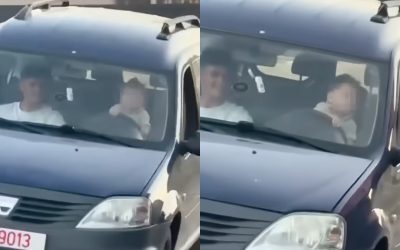 Bebeluș la volan în Vrancea: Mama, 17 ani, l-a filmat VIDEO