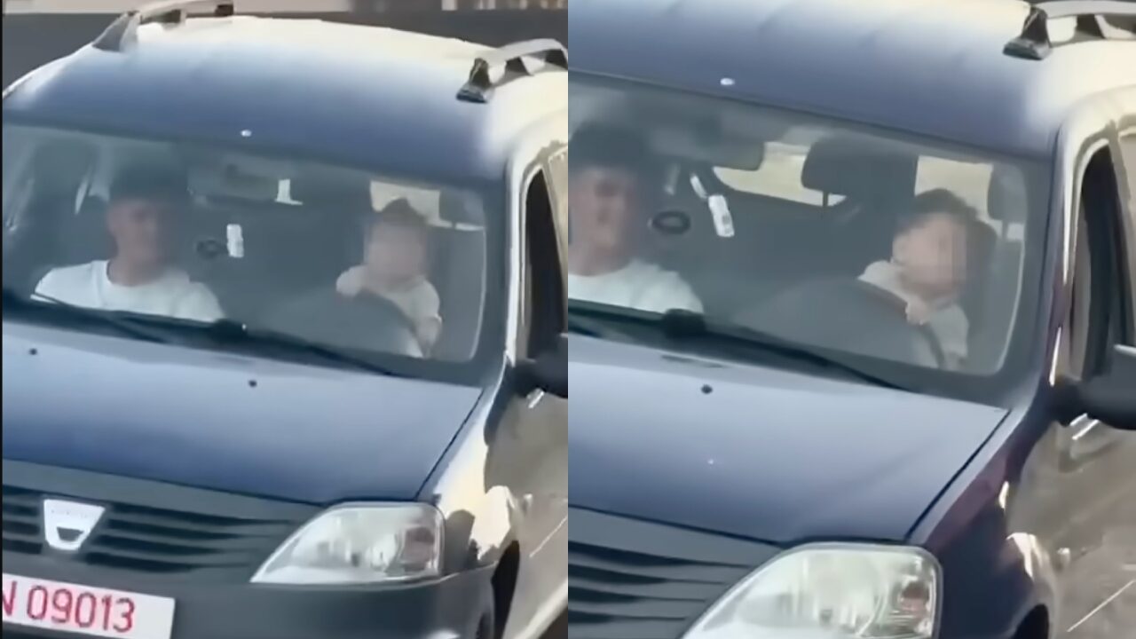 Bebeluș la volan în Vrancea: Mama, 17 ani, l-a filmat VIDEO