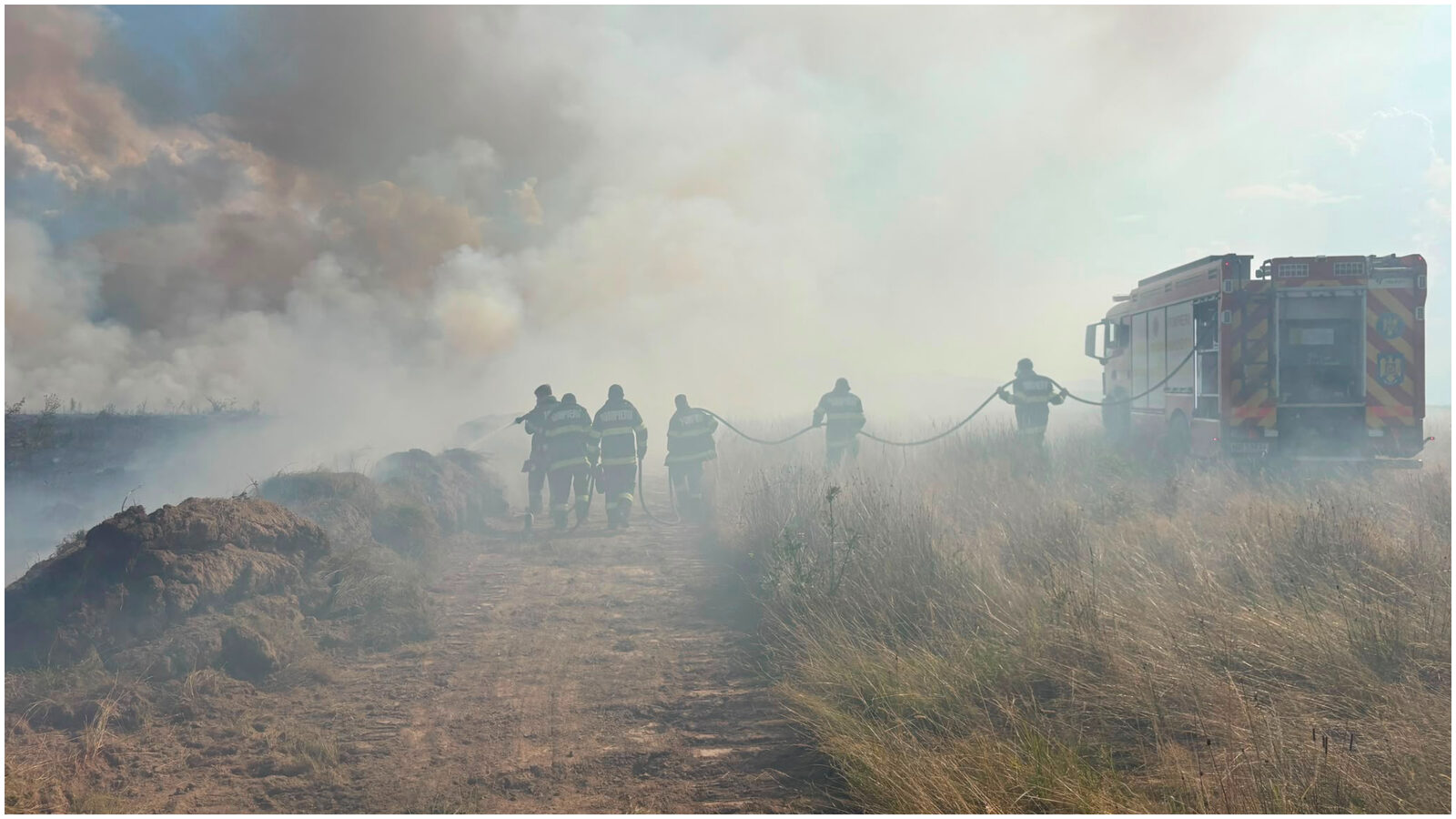 Sibiu: Incendiu de vegetație pe Valea Avrigului, pompierii luptă cu flăcările