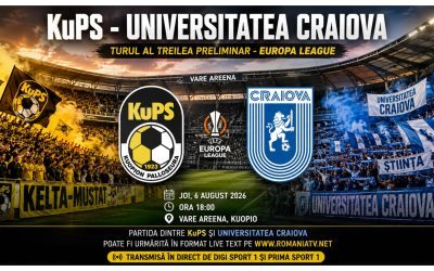 Craiova în Europa: LIVE KuPS-U Craiova 0-0. Surprize în formula olteană