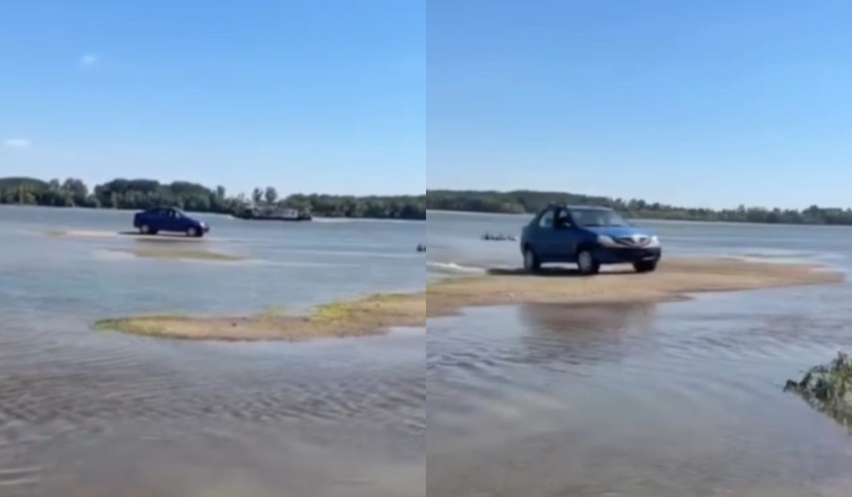 Logan în albia Dunării: Șoferul a intrat direct în șoc