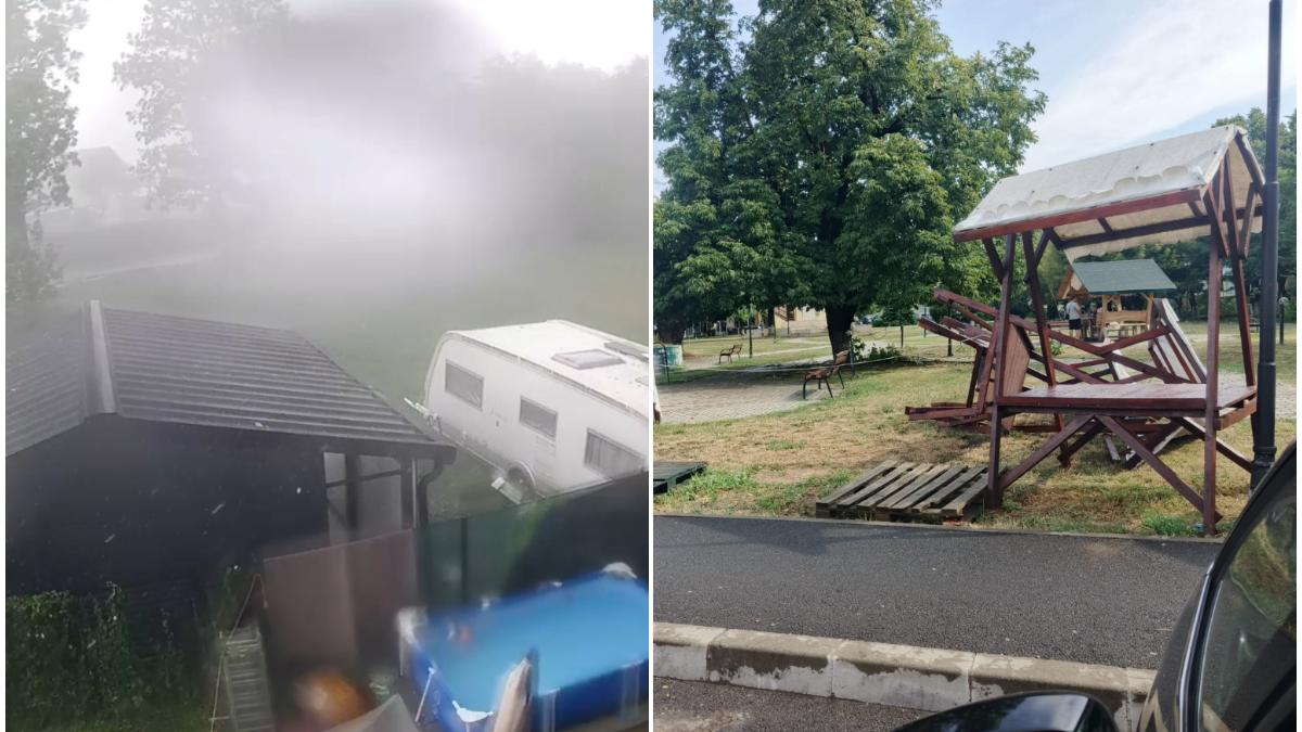 Furtună violentă în Vest: Vântul a doborât copaci și tarabe în Maramureș