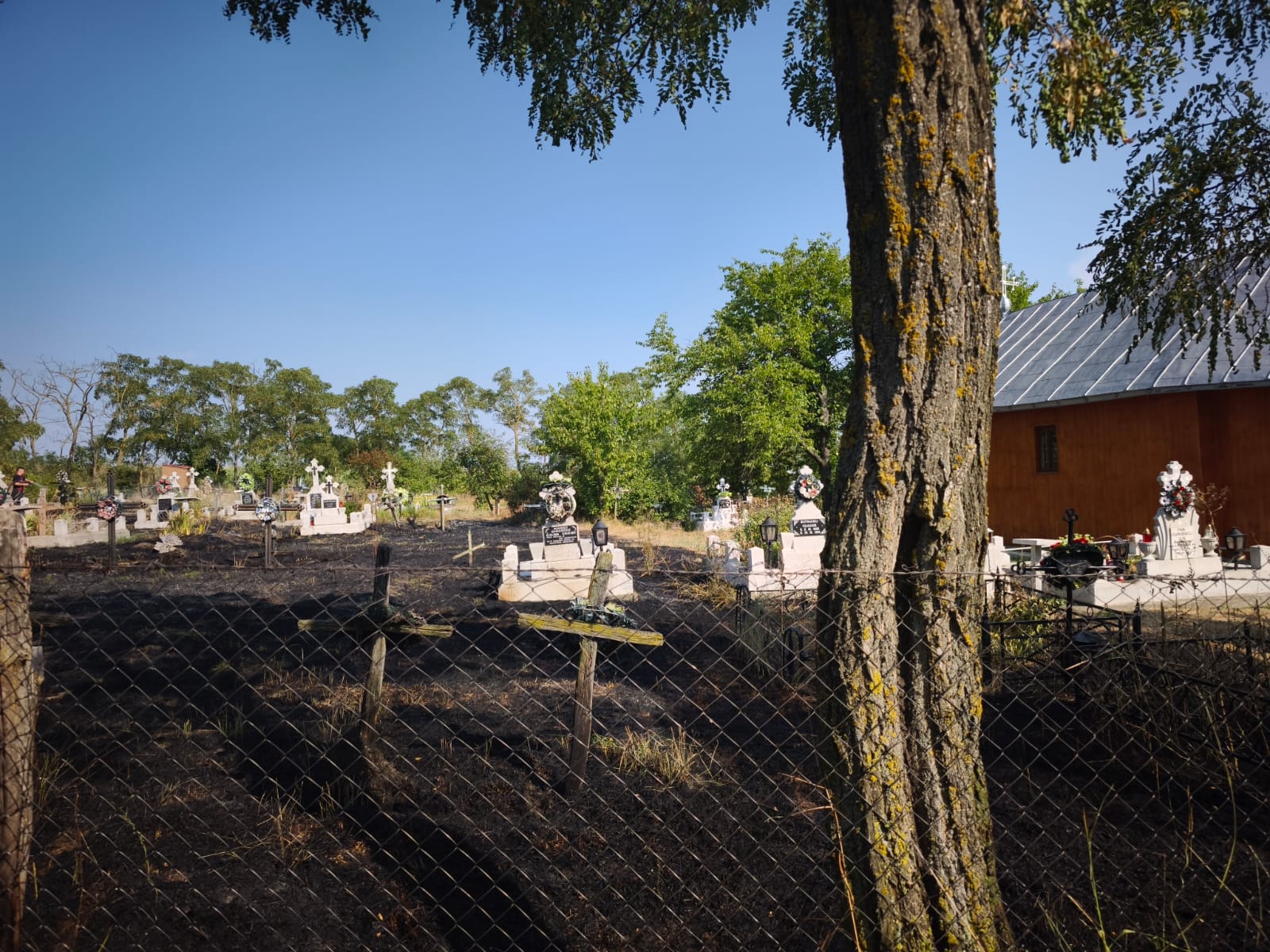 Flăcări înghit cimitir din Botoșani după o lumânare uitată